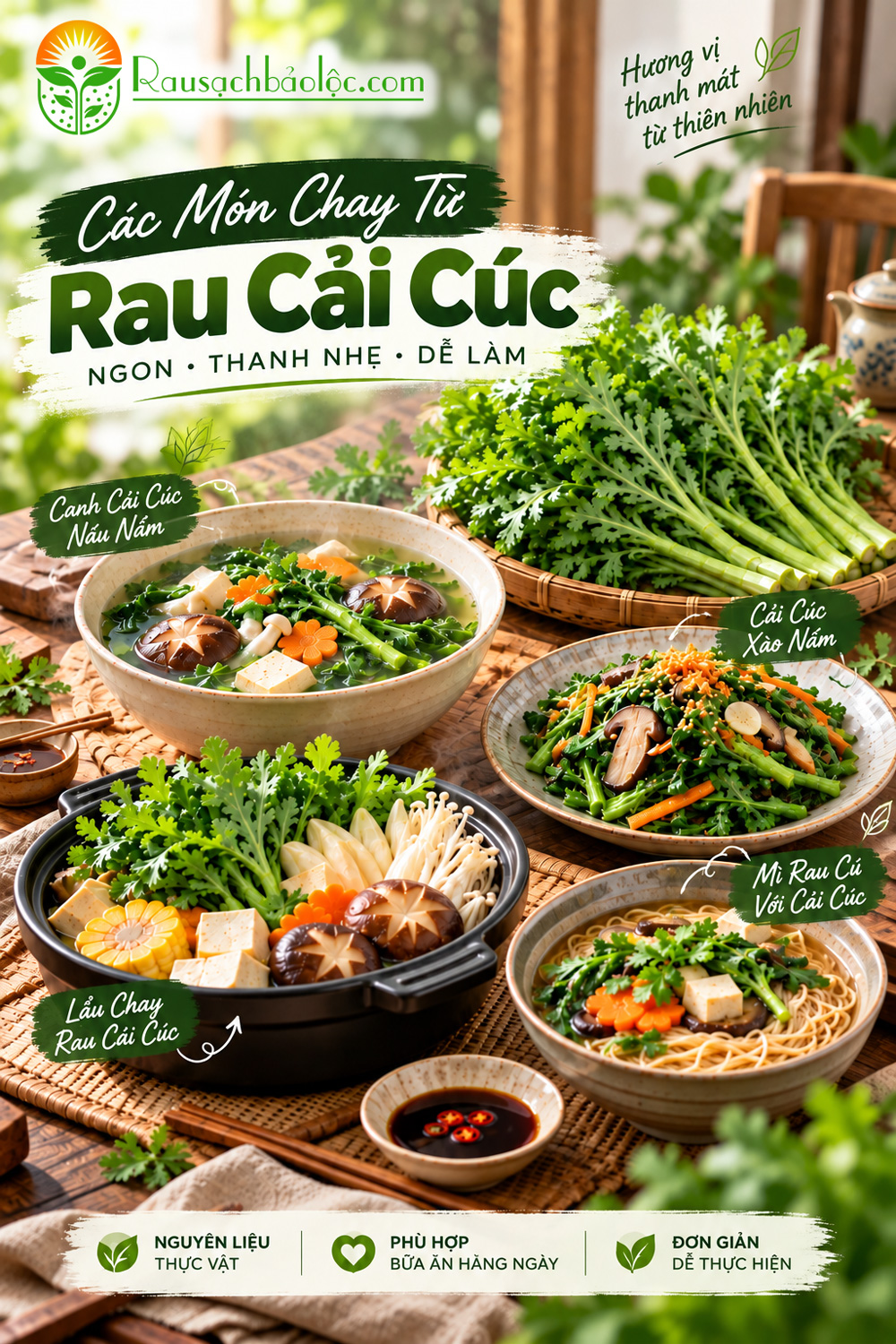 Món chay từ Rau Cải Cúc Tần Ô