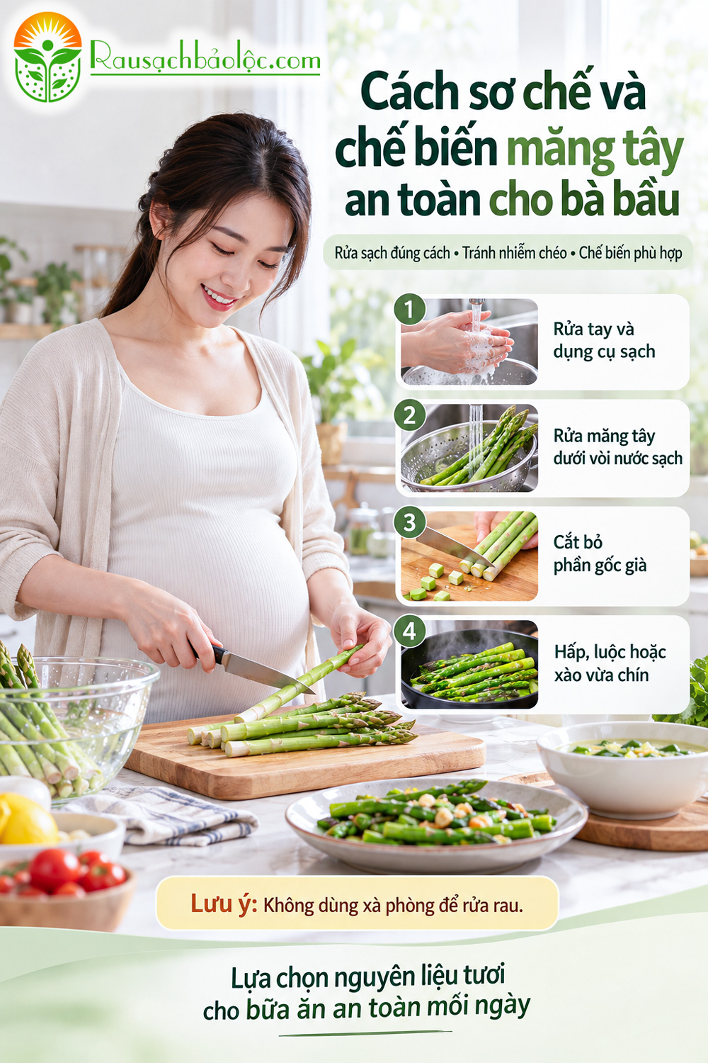 Cách sơ chế và chế biến măng tây an toàn cho bà bầu
